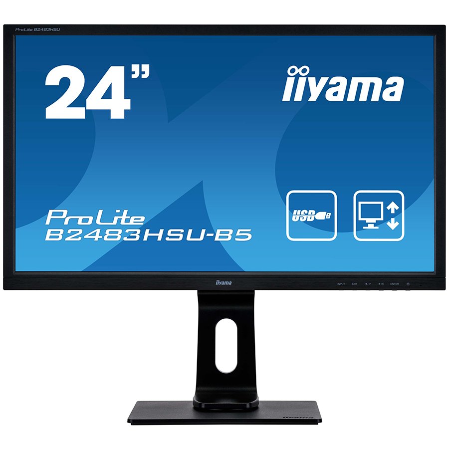 200214150015849953 IIYAMA Monitor Prolite 24" 1920x1080, 250cd/m², 13cm Height Adj., Pivot, Stand, Speakers, VGA, HDMI, DisplayPort, USB2.0x 2, 1ms - Image 1
