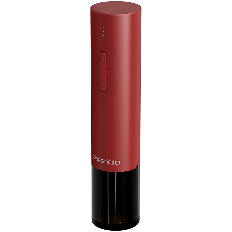 210607160010507061 Prestigio Valenze, smart wine opener, simple operation with 2 buttons, aerator, vacuum stopper preserver, foil cutter, opens up to 80 bottles without recharging, 500mAh battery, Dimensions D 48.5*H220mm, red color - Image 1
