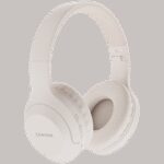CANYON BTHS-3, Bluetooth headset,with microphone, BT V5.1 JL6956, battery 300mAh, Type-C charging plug, PU material, size:168*190*78mm, charging cable 30cm and audio cable 100cm, Beige