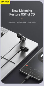 Slušalice AWEI TC-7 Bubice  USB-C w/microphone Crne