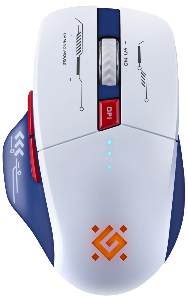 108526 Bežični Gaming miš Defender Tisa GM-126 Belo plavi/LED/7D/2.4+BT/1600dp - Image 1